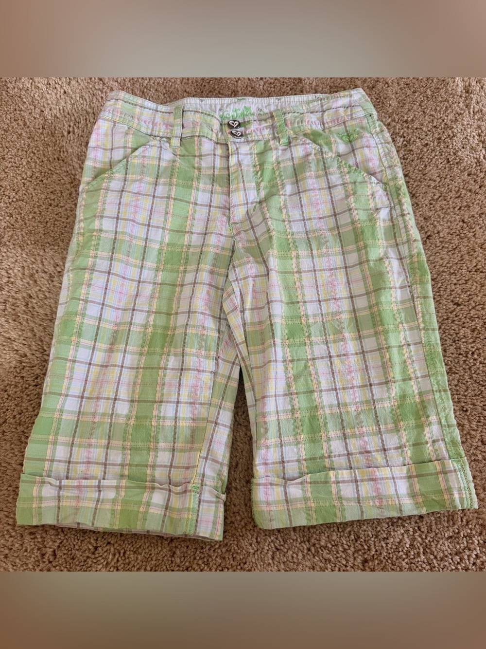 Justice Girls Plaid Bermuda Shorts Size 12 Y2K